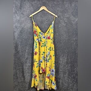 Xhilaration Yellow Floral High Low Sundress L Cottagecore Boho Vacation